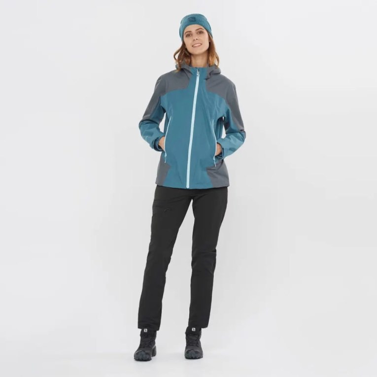 Blue / Dark Grey Salomon Outline GTX Hybrid Women's Shell Jackets | IE OT8097